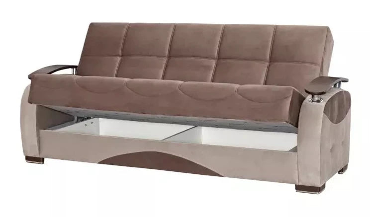 Gama Luxurious Modern Turkish Ottoman 3 Seater Sofa Bed with Storage and Cushion