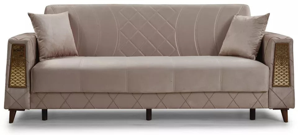 Turkish 3 Seater Ottoman Storage Sofa Bed Modern Luxury Bedroom with Cushions