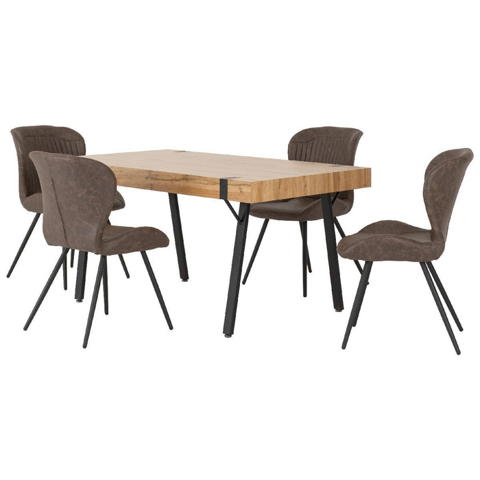 Treviso Industrial Dining Set with 4 Quebec Chairs