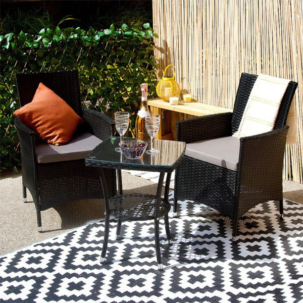 3 Piece Rattan Bistro Set