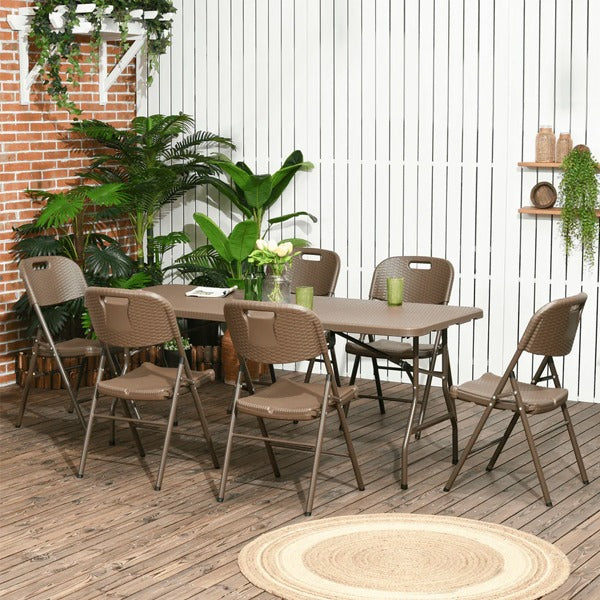 6 Seater Resin Rattan Effect Dining Set