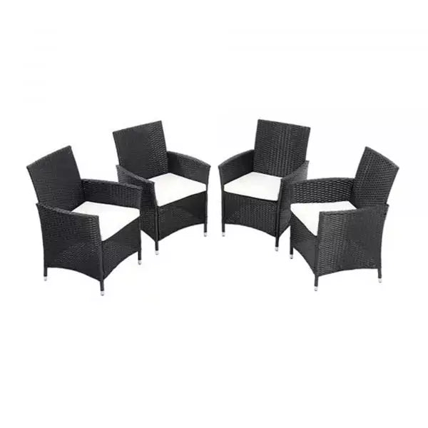 Set of 4 Rattan Garden Chairs Grey
