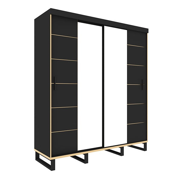 Golden Bedroom Set With Wall Unit