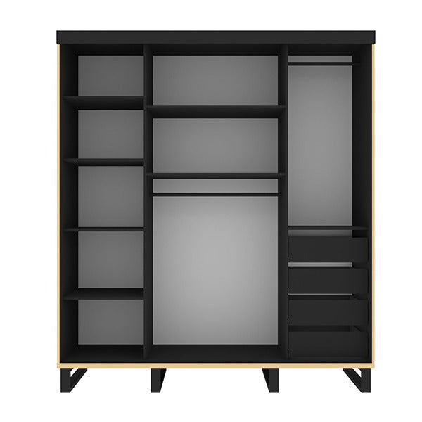 Golden Bedroom Set With Wall Unit