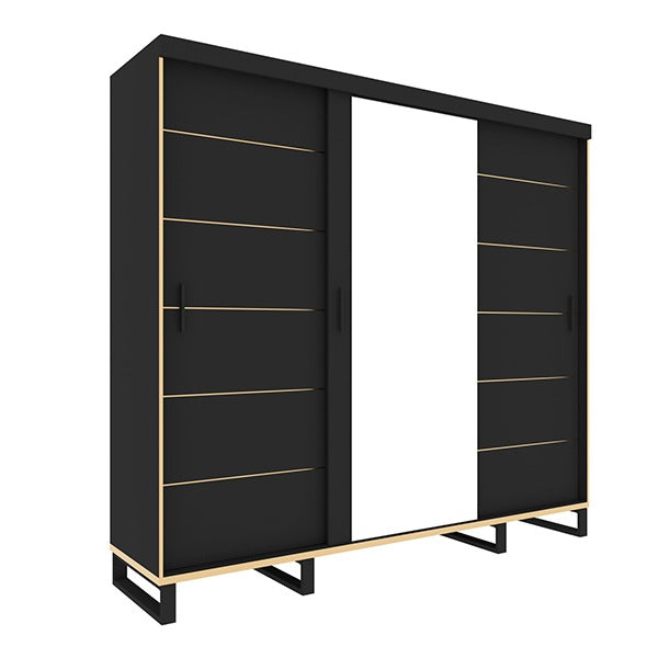 Golden Bedroom Set With Wall Unit