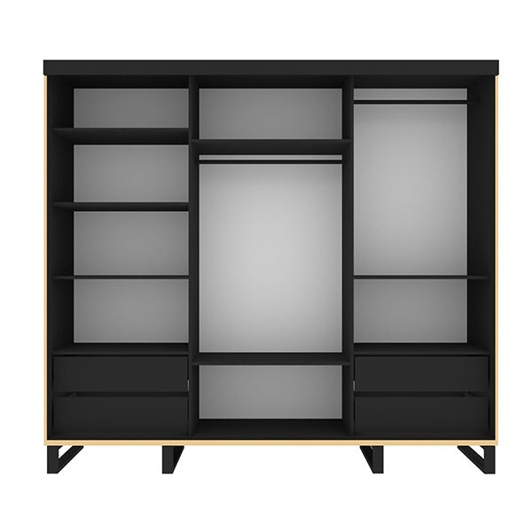 Golden Bedroom Set With Wall Unit