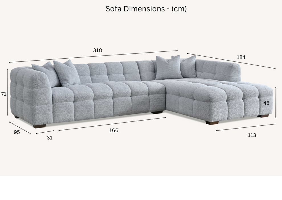 Aluxo Tribeca Corner Group In Oatmeal Boucle Fabric