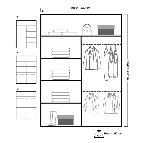 CHICAGO OAK WARDROBE SET