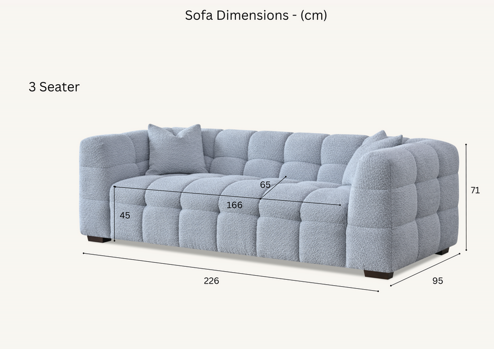 Tribeca Sofa Range In Oatmeal Boucle Fabric 4 Seater