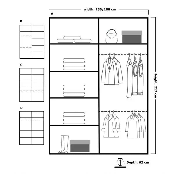 JAMAJKA SLIDING WARDROBE GREY 150cm/203cm