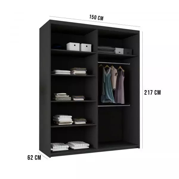 Lyllie 2 Door Sliding Wardrobe Black 150/203cm