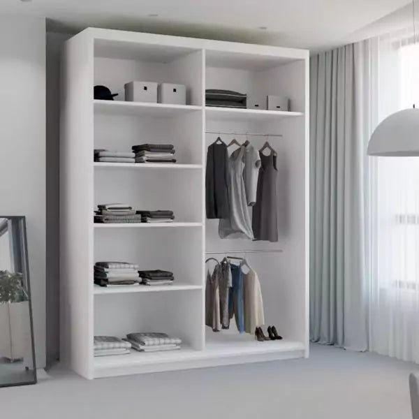 CHELSEA WHITE WARDROBE WHITE STRIP 150cm/203cm