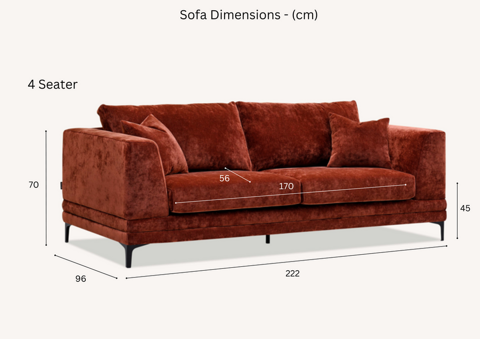 Aluxo Lenox Sofa Range In Steel Velvet 2 Seater