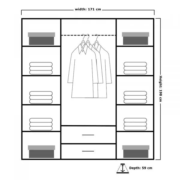 LONDON 4 DOOR BLACK WARDROBE