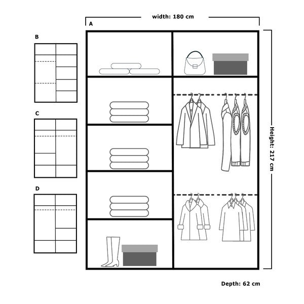 CHICAGO OAK WARDROBE SET
