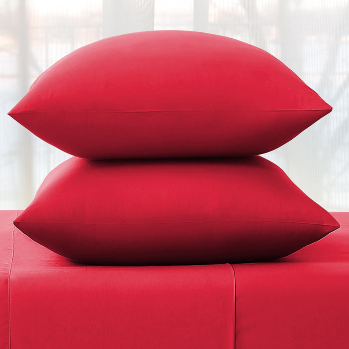 Pillow Cases 2 Pack Standard Size Polyester Cotton Pillow Cover with Envelop Closure Wrinkle Fade Resistant Pillowcases Machine Washable (Red, 50 X 75 Cm | Pack of 2)