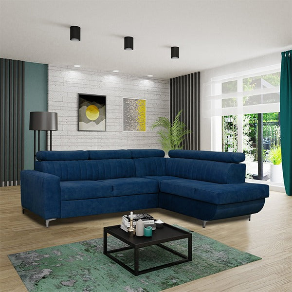 Houston Blue Corner Sofa Bed
