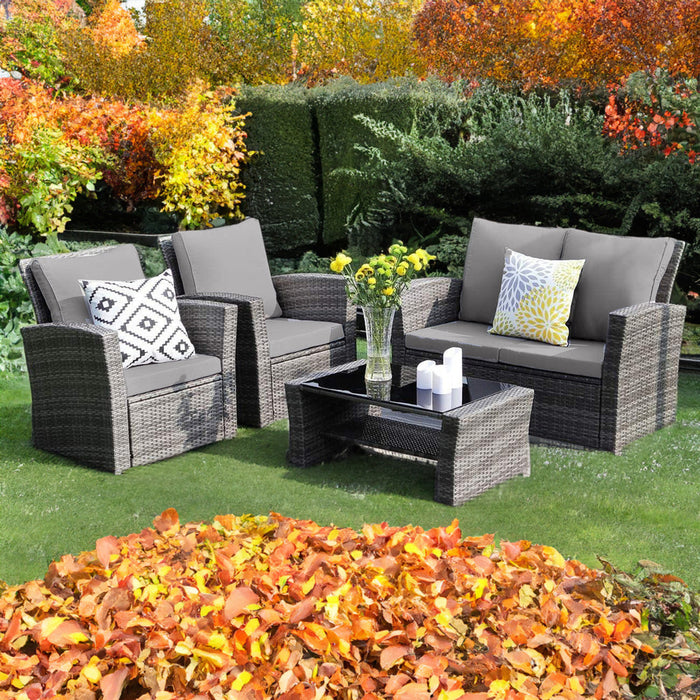 Outdoor Rattan 4 Seater Dining Set