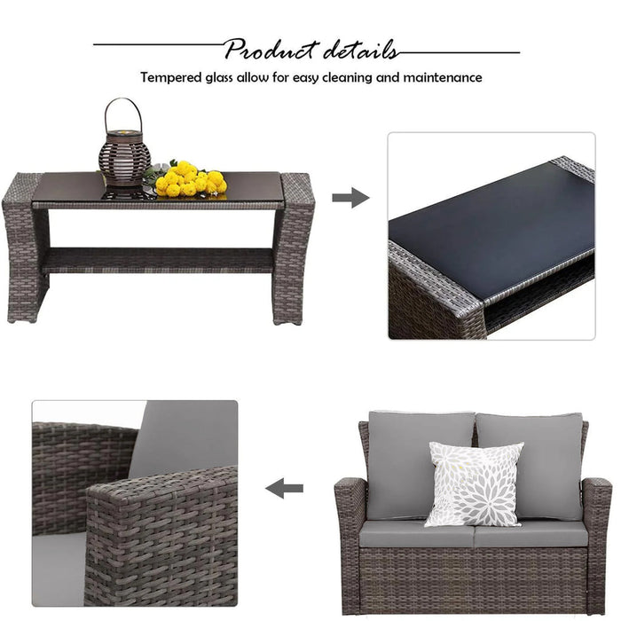 Outdoor Rattan 4 Seater Dining Set