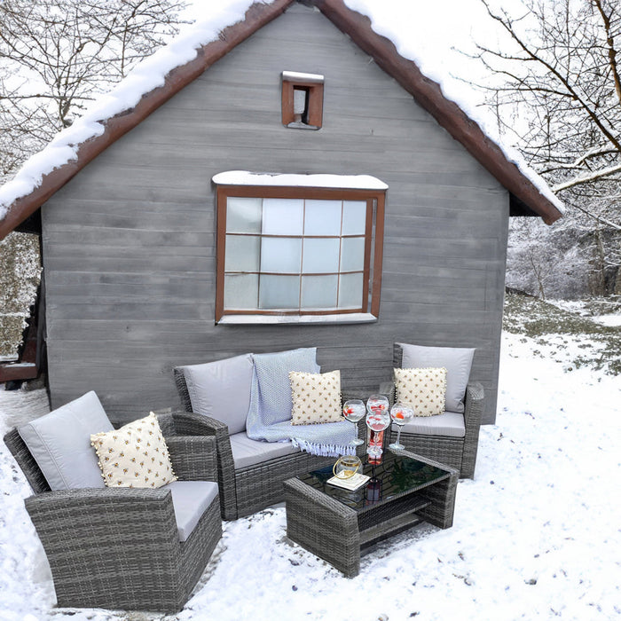 Outdoor Rattan 4 Seater Dining Set