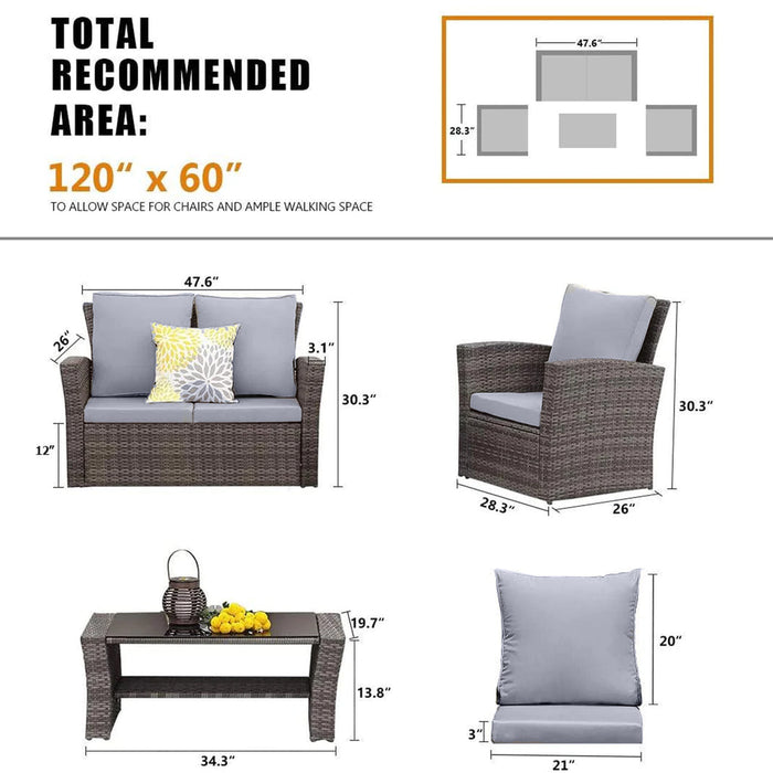 Outdoor Rattan 4 Seater Dining Set