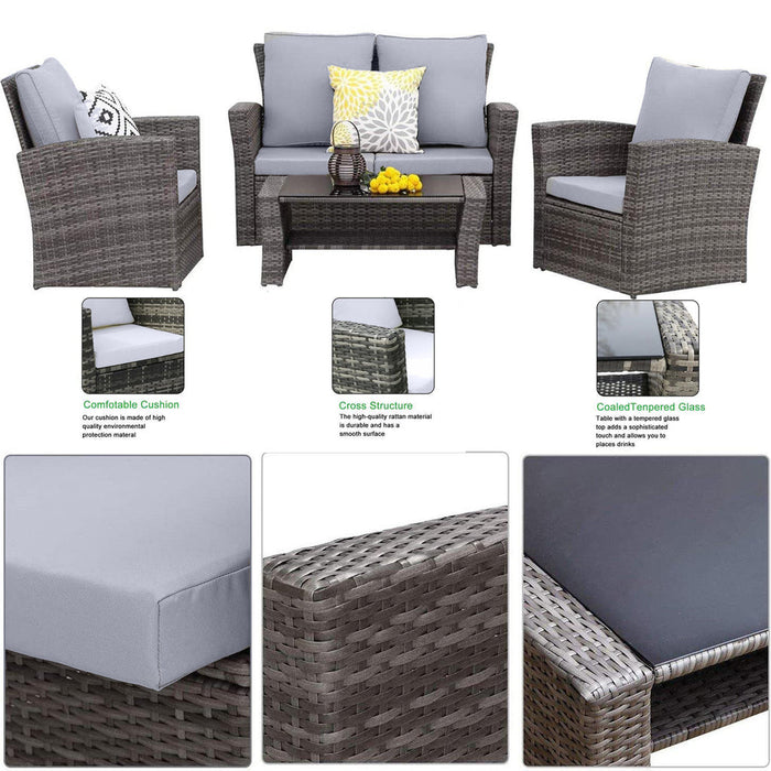 Outdoor Rattan 4 Seater Dining Set
