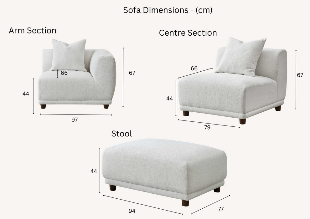 Aluxo Lottie Modular Corner Group In Polar Boucle Corner Sofa