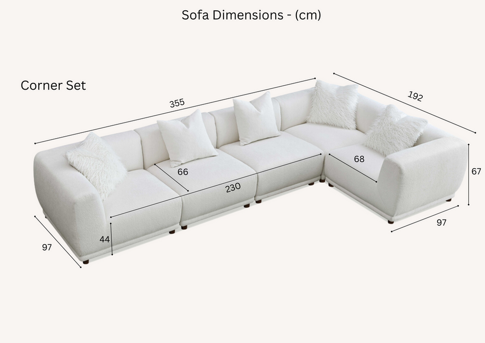 Aluxo Lottie Modular Corner Group In Polar Boucle Corner Sofa