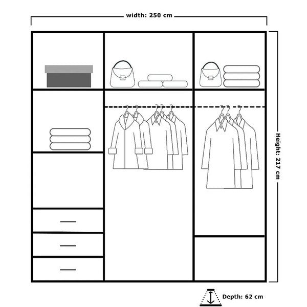 MIAMI WENGE WARDROBE 250cm