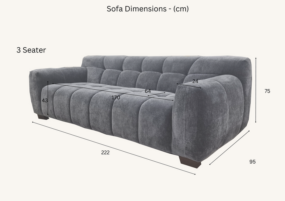 Aluxo Harlem Sofa Range In Steel Velvet 1 Seater