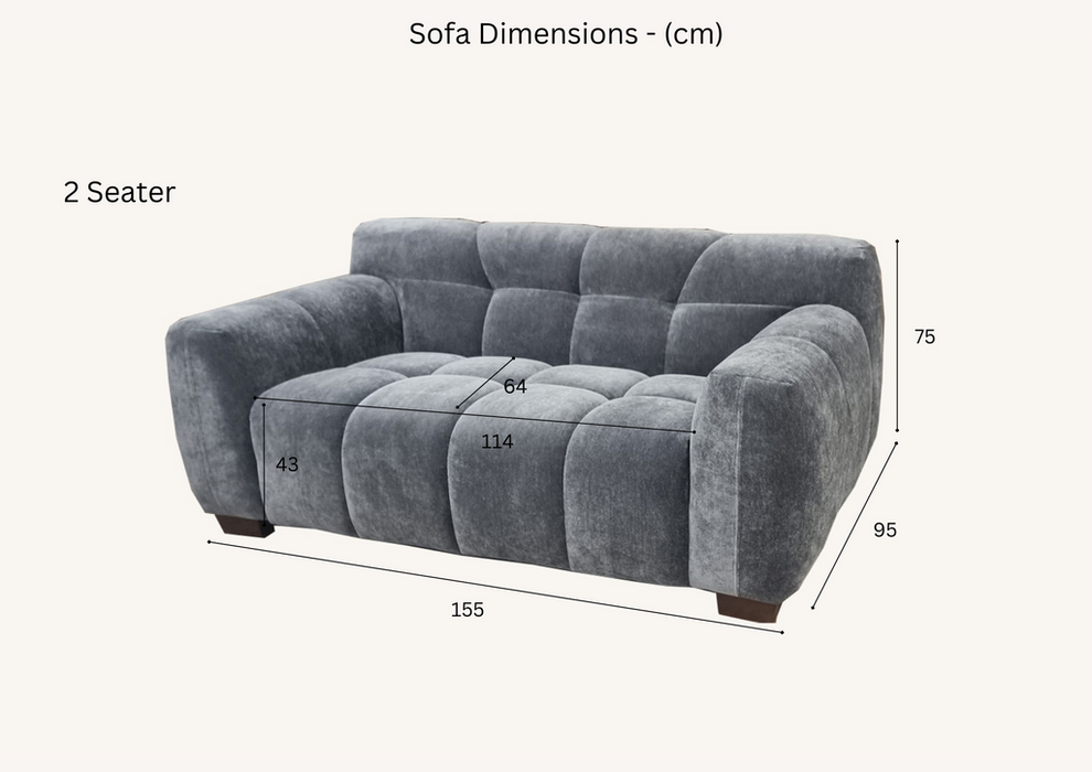 Aluxo Harlem Sofa Range In Steel Velvet 1 Seater