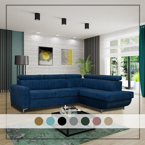 Houston Blue Corner Sofa Bed