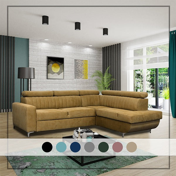 Houston Mustard Corner Sofa Bed