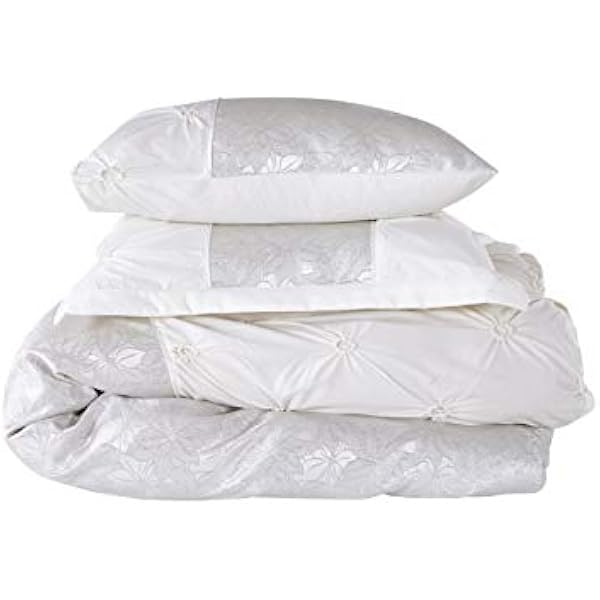 3 Piece Duvet Cover Set Pintuck Design Jacquard Quilt Cover Bedding Set with 2 Pillow Cases