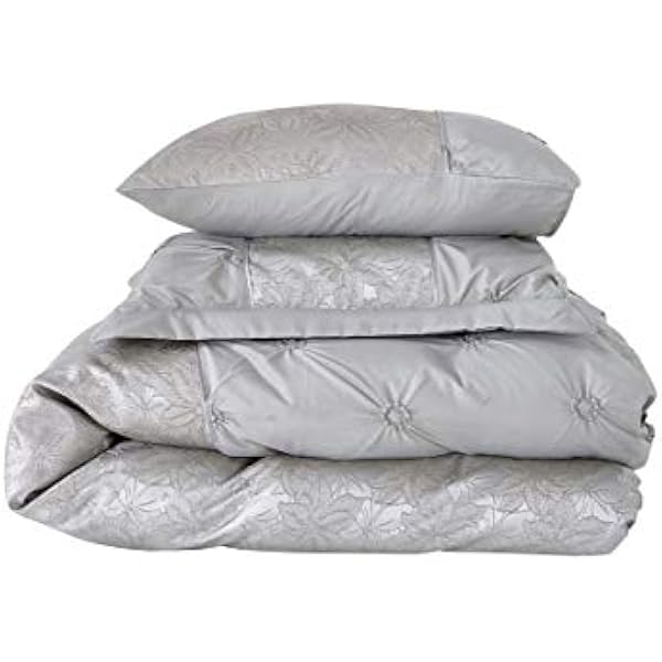 3 Piece Duvet Cover Set Pintuck Design Jacquard Quilt Cover Bedding Set with 2 Pillow Cases