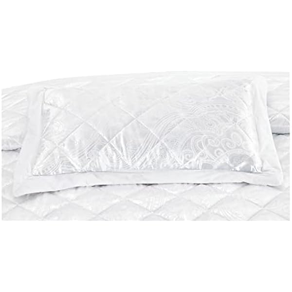 Luxury Quilted 3 Piece Camden Bedspread Set Microfiber Satin Jacquard Bedding Set Includes Soft Bed Throw Comforter with Pillow Shams Machine Washable