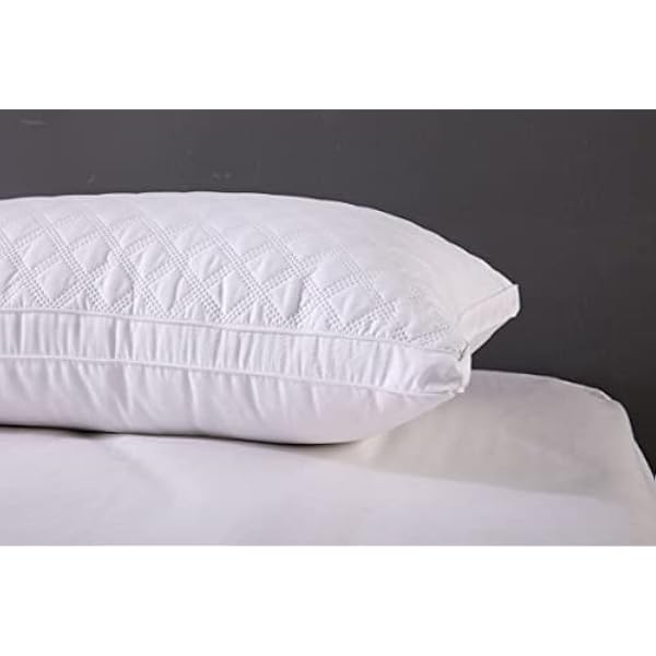 Extra Filled Quilted Pillow for Bed Soft Hollow-Fiber Hotel Pillows Supports Neck, Arm and Side Sleepers