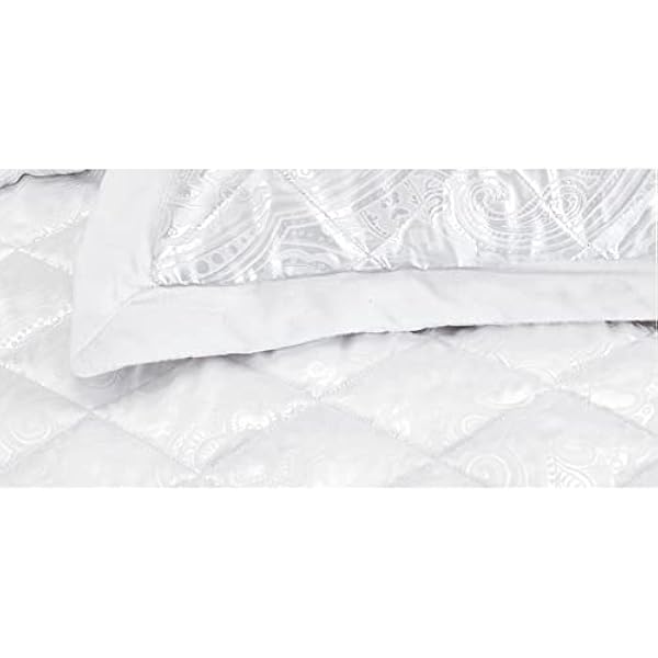 Luxury Quilted 3 Piece Camden Bedspread Set Microfiber Satin Jacquard Bedding Set Includes Soft Bed Throw Comforter with Pillow Shams Machine Washable