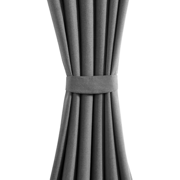 Blackout Curtains for Bedroom Soft Thermal Insulated Heavy Curtains Eyelet Ring Top Readymade Blackout Living Room Curtains Pair Panels with Tiebacks
