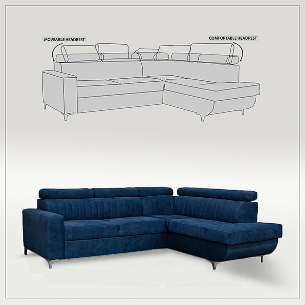 Houston Blue Corner Sofa Bed