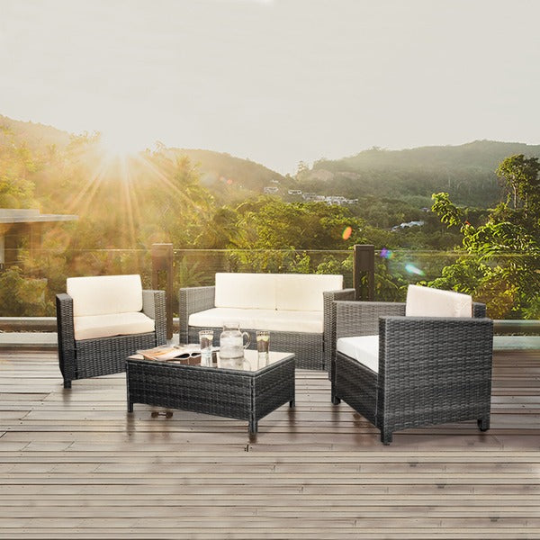 4 Piece Rattan Lounge Set