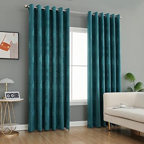 Curtains for Living Room Ring Top Jacquard Curtains Fully Lined Modern Panels Eyelet Curtains for Bedroom with 2 Free Tie Backs