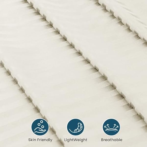 4 Piece Duvet Cover Set Stripes Satin Quilt Cover Bedding Set with Pillowcase and Extra Fitted Sheet Included Machine Wash Hotel Quality