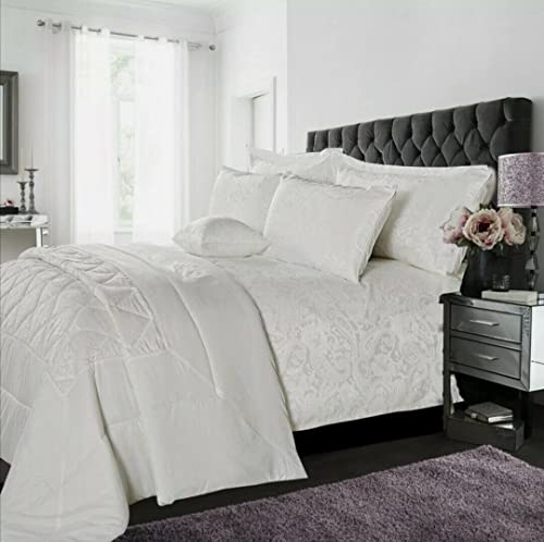 Luxury Quilted Jacquard Bedspreads Bed Throw 3 Piece Bedding Set Includes Comforter & 2 Pillow Shams Paisley Damask Coverlet Embroidered
