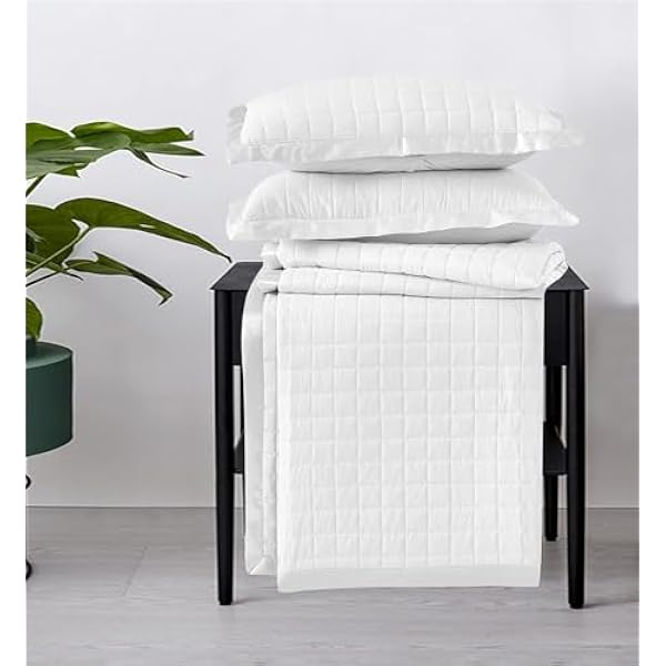 Quilted Bedspread Throw + Matching Pillow Shams for Bedroom Dacor Coverlets Embossed Quilt Bedding Set Bed Throw Embroidered
