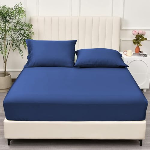 Brushed Microfiber Fitted Sheet 30 Cm Deep Pocket Easy Care Bed Sheet Ultra Soft Bottom Sheet Shrinkage & Fade Resistant