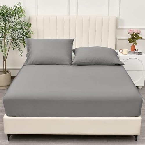 Brushed Microfiber Fitted Sheet 30 Cm Deep Pocket Easy Care Bed Sheet Ultra Soft Bottom Sheet Shrinkage & Fade Resistant