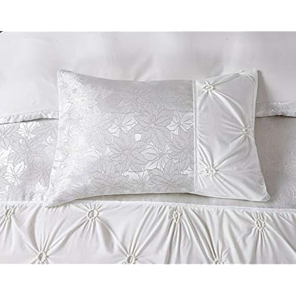 3 Piece Duvet Cover Set Pintuck Design Jacquard Quilt Cover Bedding Set with 2 Pillow Cases