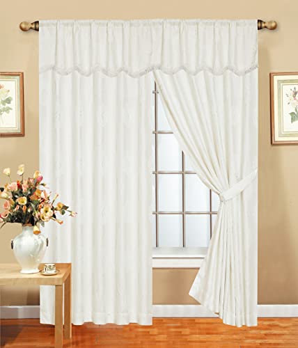 Jacquard Curtains for Bedroom with Pelmet Fully Lined Heavy Pencil Pleat Curtains With 2 Tie Backs
