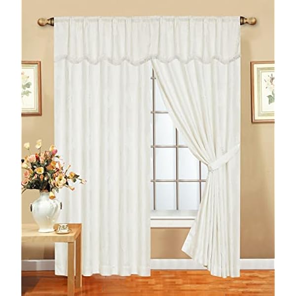 Jacquard Curtains for Bedroom with Pelmet Fully Lined Heavy Pencil Pleat Curtains With 2 Tie Backs